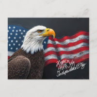 Weißkopfseeadler mit amerikanischer Flagge 4. Juli