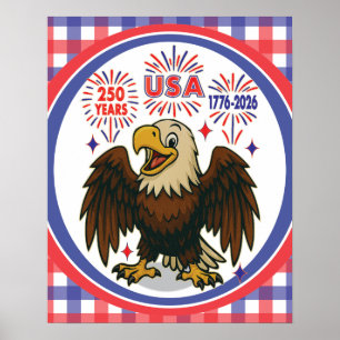 Weißkopfseeadler mit Feuerwerk – USA 250 Jahre 177 Poster