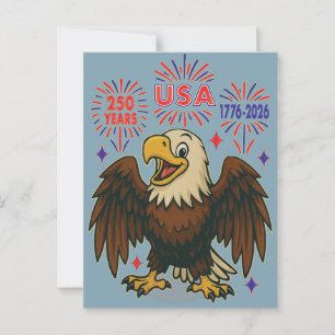 Weißkopfseeadler mit Feuerwerk – USA 250 Jahre 177 Postkarte