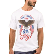 Weißkopfseeadler mit Flaggen 4. Juli T-Shirt