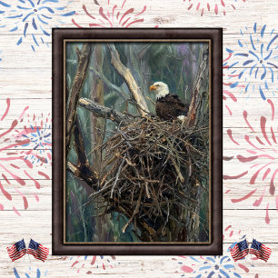 Weißkopfseeadler-Nest-Waldkunst Poster