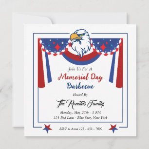 Weißkopfseeadler Patriotischer Memorial Day Grillf Einladung