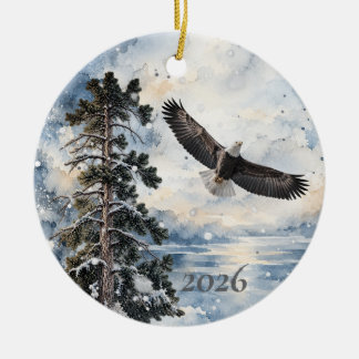 Weißkopfseeadler-Schneengel-Wasserfarben-Ornament Keramik Ornament