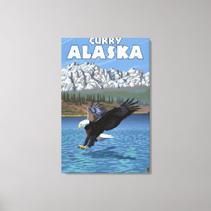 Weißkopfseeadler-Tauchen - Curry, Alaska Leinwanddruck