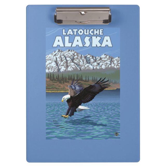 Weißkopfseeadler-Tauchen - Latouche, Alaska Klemmbrett (Vorderseite)
