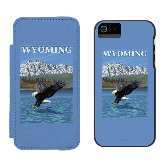 Weißkopfseeadler-Tauchen - Wyoming Incipio iPhone Geldbeutel-Hülle (Seite an Seite)