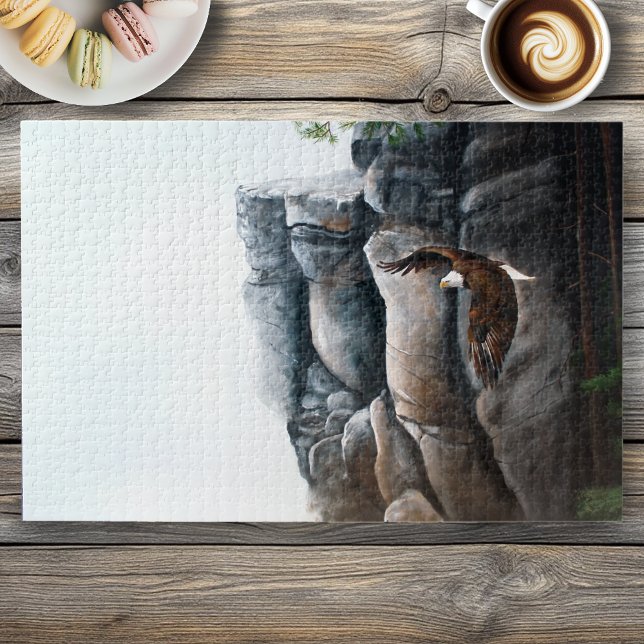 Weißkopfseeadler über Bergklippe Wildtiere Puzzle (Von Creator hochgeladen)
