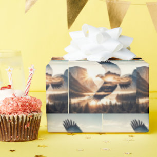 Weißkopfseeadler über Bergtal-Lake Geschenkpapier