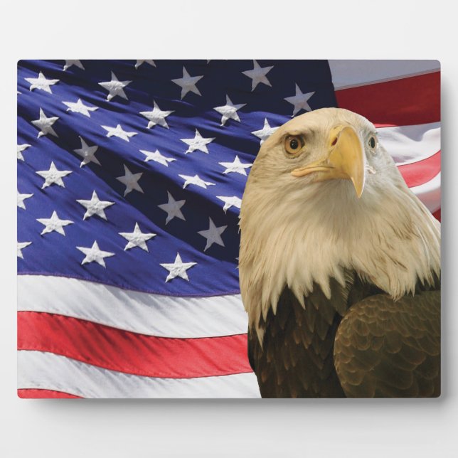 Weißkopfseeadler und Flagge Fotoplatte (Vorderseite)