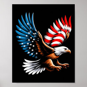 Weißkopfseeadler und patriotische amerikanische Fl Poster