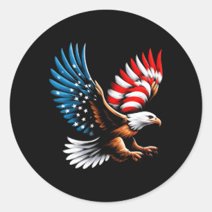 Weißkopfseeadler und patriotische amerikanische Fl Runder Aufkleber