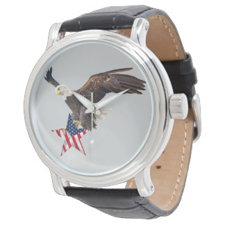 Weißkopfseeadler US-Flagge Armbanduhr