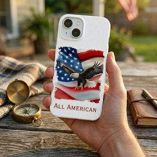 Weißkopfseeadler & US-Flagge zum 4. Juli iPhone 15 Hülle