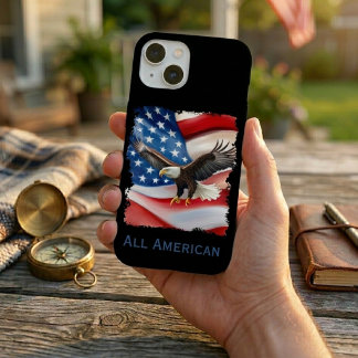 Weißkopfseeadler & US-Flagge zum 4. Juli iPhone 15 Hülle