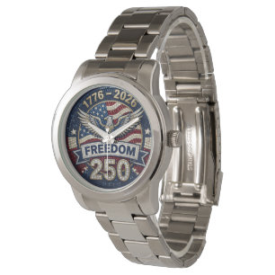 Weißkopfseeadler USA 250 Patriotische Rhinestone-U Armbanduhr