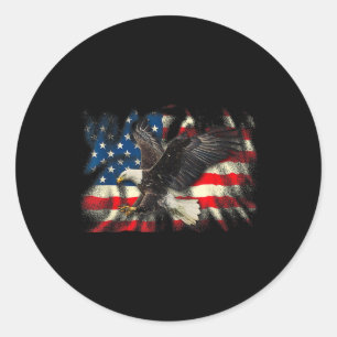 Weißkopfseeadler Vintage Amerikanische Flagge Patr Runder Aufkleber