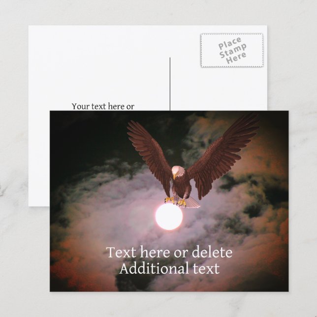 Weißkopfseeadler Vollmond Fantasy Personalisiert  Postkarte (Vorne/Hinten)