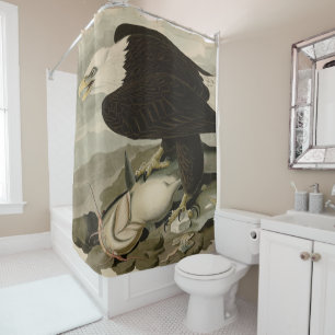 Weißkopfvögel (Bald-Adler) Audubon-Vögel aus Ameri Duschvorhang