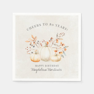 Weißkürbis-Herbstlaub zum 80. Geburtstag Serviette