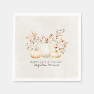 Weißkürbis-Herbstlaub zum 85. Geburtstag Serviette