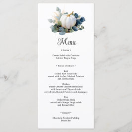 Weißkürbis und Eukalyptus-Grüntöne Brautparty Menükarte