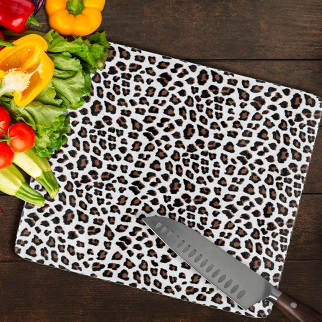 Weißleopard Schneidebrett (White Leopard Print Cutting Board by Looly Elzayat)