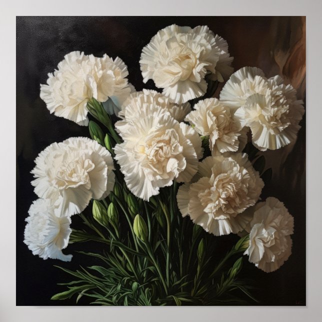 Weißnelken Blume Art Print Poster (Vorne)