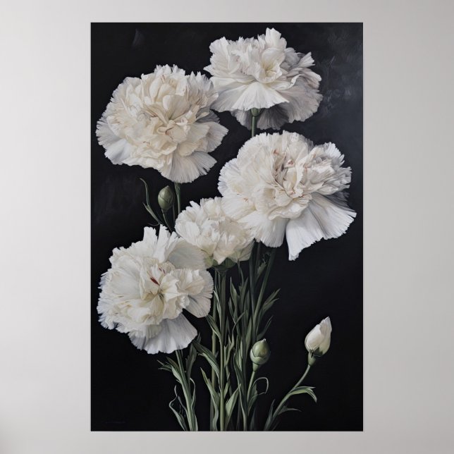 Weißnelken Blume Art Print Poster (Vorne)