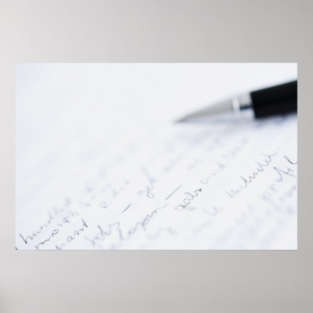 Weißpapier mit Text und Stift Poster (Vorne)