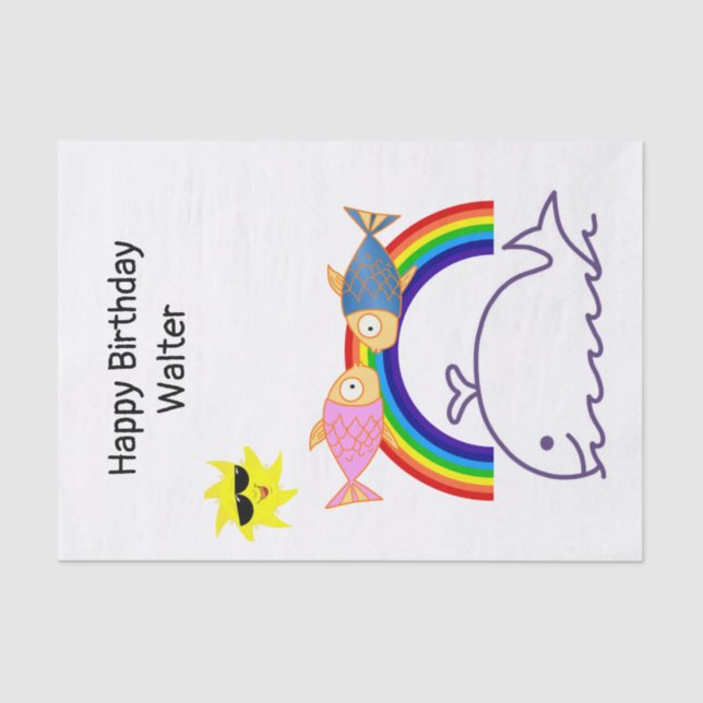 Weißpapier Whale Sonnenfische Regenbogen Seidenpapier (Vorderseite)