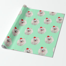 Weißpekingese mit Weihnachtsmannmütze Geschenkpapier