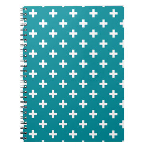 Weißpolka kreuzt aquamarin notizblock