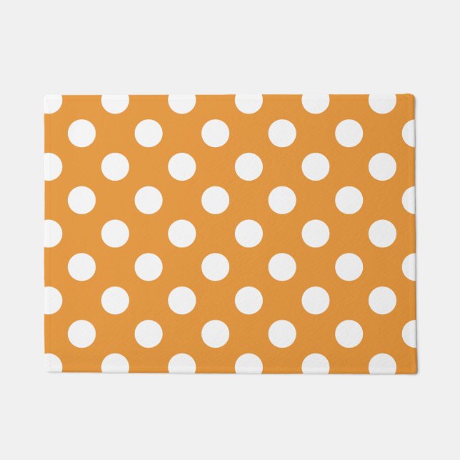 Weißpolka-Punkte auf Bernstein Fußmatte (Vorderseite)