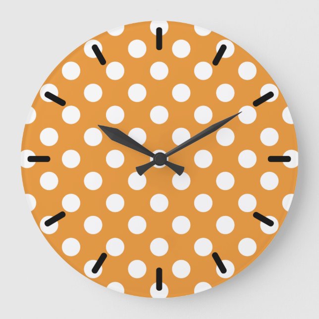 Weißpolka-Punkte auf Bernstein Große Wanduhr (Vorderseite)