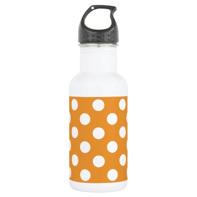 Weißpolka-Punkte auf Bernstein Trinkflasche (Vorderseite)