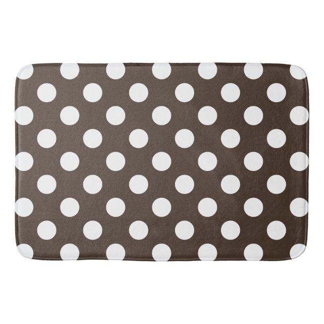 Weißpolka-Punkte auf braun Badematte (Vorderseite)
