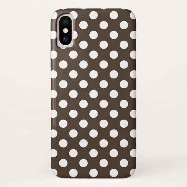 Weißpolka-Punkte auf braun Case-Mate iPhone Hülle (Rückseite)