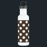 Weißpolka-Punkte auf braun Edelstahlflasche<br><div class="desc">Weißpolka-Punkte auf braun</div>