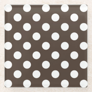 Weißpolka-Punkte auf braun Glasuntersetzer