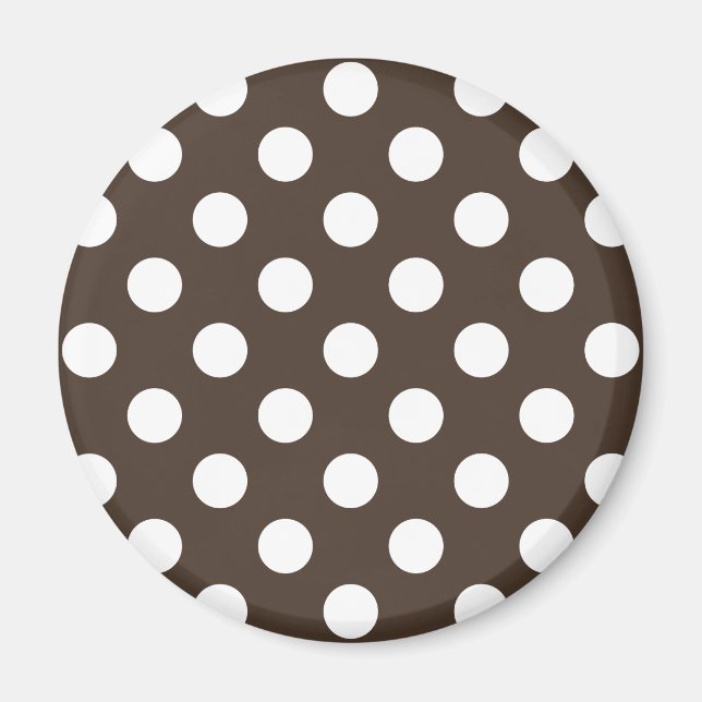 Weißpolka-Punkte auf braun Magnet (Vorne)