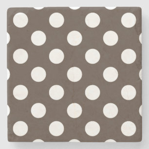 Weißpolka-Punkte auf braun Steinuntersetzer