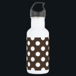 Weißpolka-Punkte auf braun Trinkflasche<br><div class="desc">Weißpolka-Punkte auf braun</div>