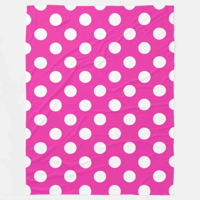 Weißpolka-Punkte auf Fuchsia Fleecedecke (Vorderseite)
