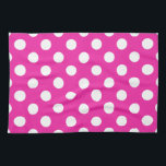 Weißpolka-Punkte auf Fuchsia Geschirrtuch<br><div class="desc">Weißpolka-Punkte auf Fuchsia</div>