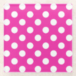 Weißpolka-Punkte auf Fuchsia Glasuntersetzer<br><div class="desc">Weißpolka-Punkte auf Fuchsia</div>