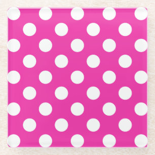 Weißpolka-Punkte auf Fuchsia Glasuntersetzer