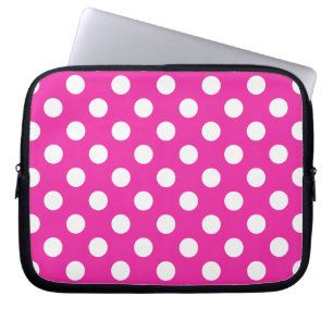 Weißpolka-Punkte auf Fuchsia Laptopschutzhülle