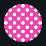 Weißpolka-Punkte auf Fuchsia Magnet<br><div class="desc">Weißpolka-Punkte auf Fuchsia</div>