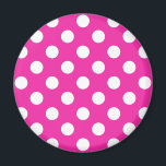 Weißpolka-Punkte auf Fuchsia Magnet<br><div class="desc">Weißpolka-Punkte auf Fuchsia</div>