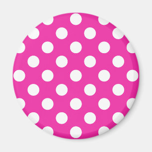 Weißpolka-Punkte auf Fuchsia Magnet